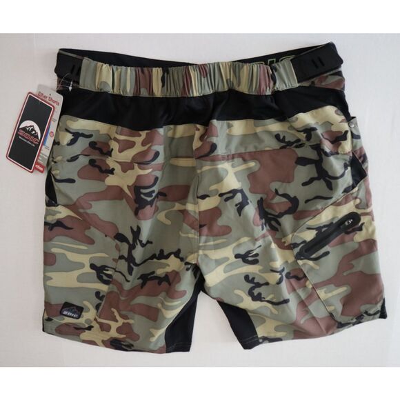 Zoic 1103E9CA Men's Sz XL Green Camo Black Zip Ether 9" Trail Rider Shorts - Picture 2 of 9
